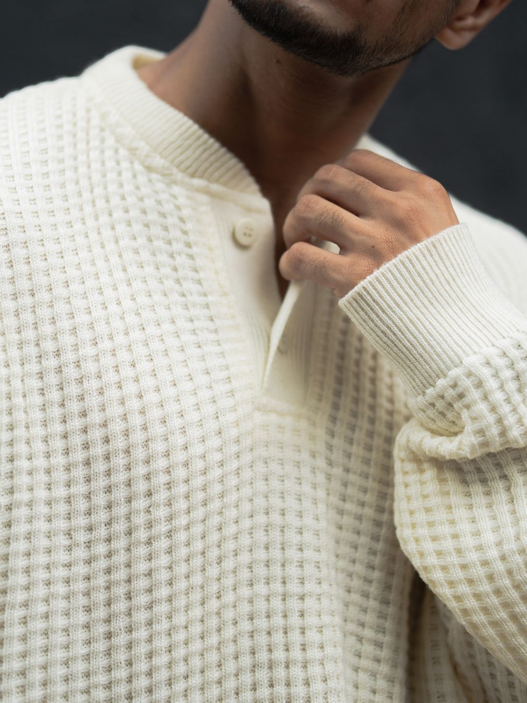 Powerlook Self Design Henley Neck Sweaters