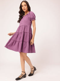 DressBerry Textured Luxe Frill Detail Tiered Dress