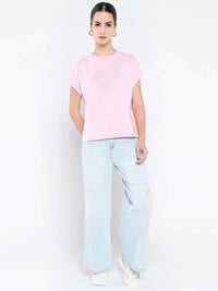 RAREISM Women Graphic Printed Round Neck Cotton Relaxed Fit T-shirt