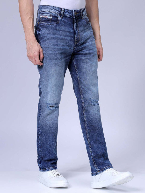 The Indian Garage Co Men Slim Fit Heavy Fade Stretchable Jeans