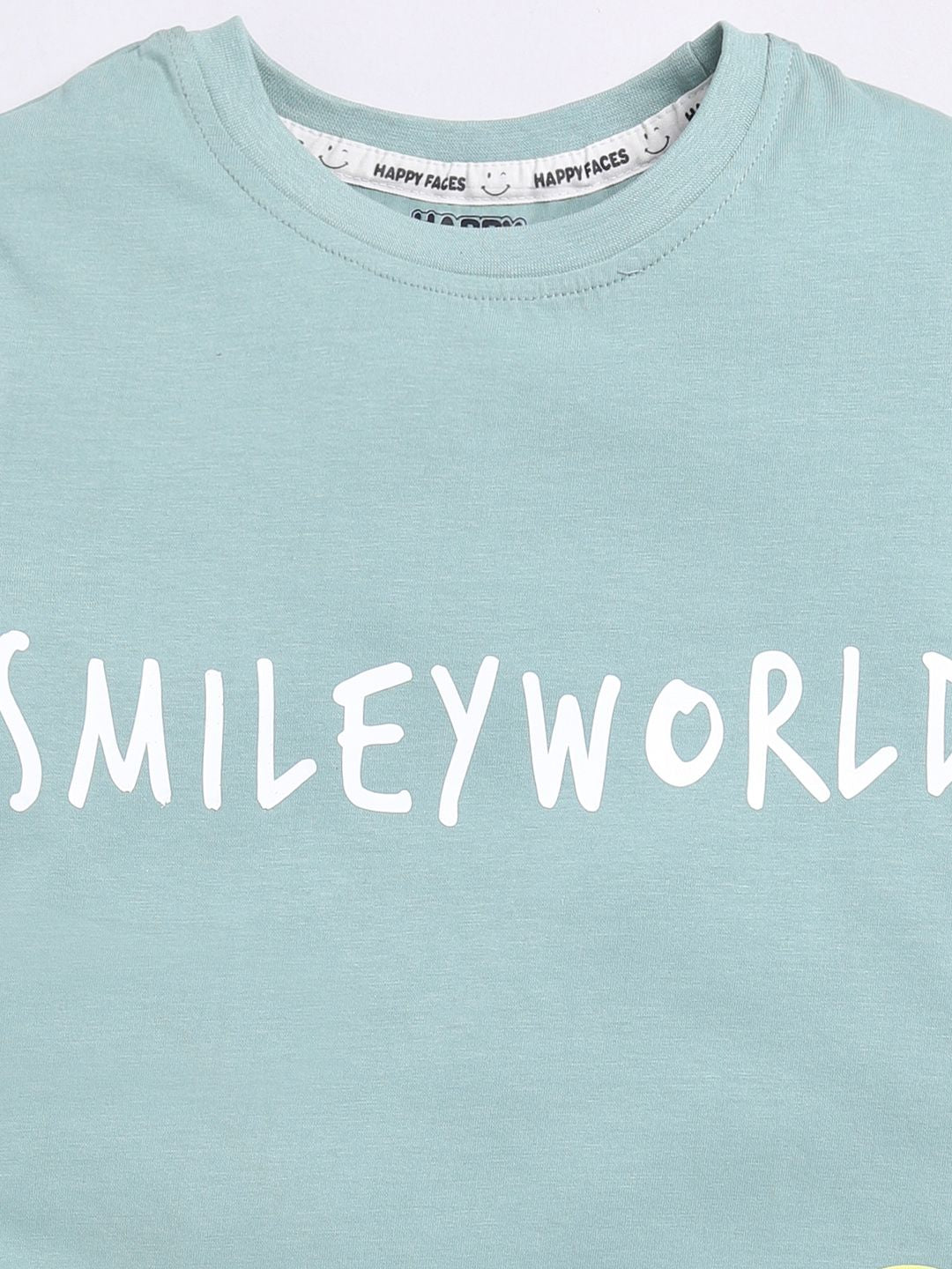 Happy Faces Kids Girls Typography Printed Pure Cotton Longline T-Shirt