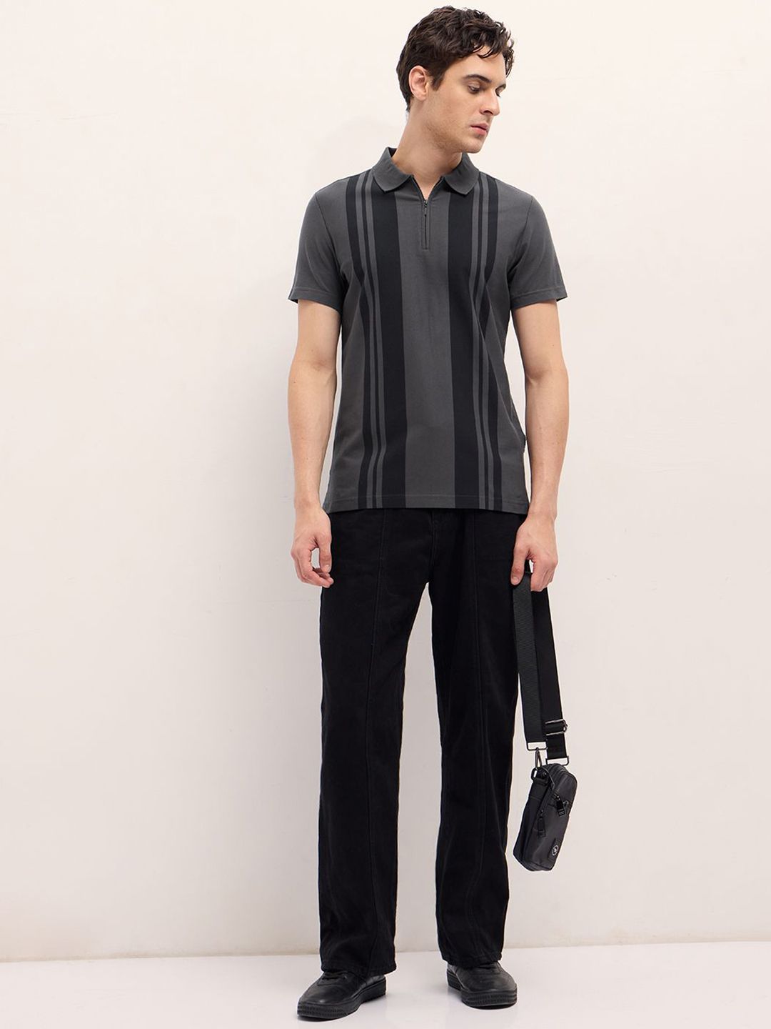 THE BEAR HOUSE Men Striped Polo Collar T-shirt