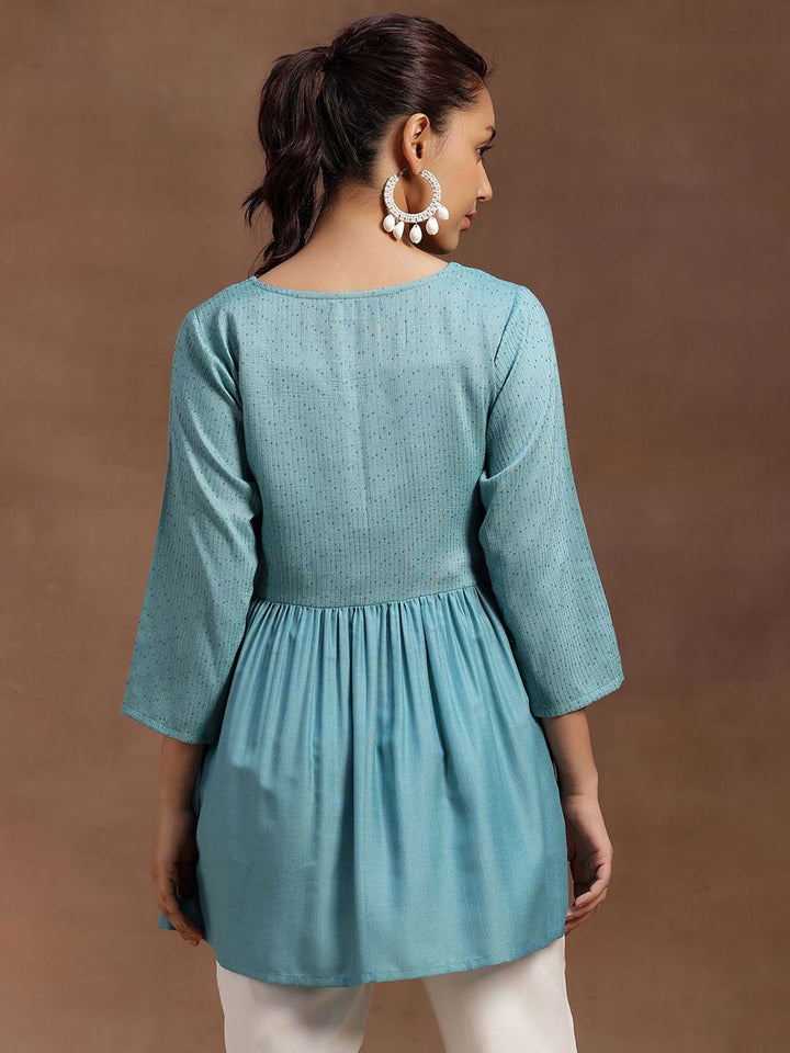 Libas Embellished V-Neck Sequinned Sequinned Pleated Kurti