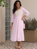 Libas Embroidered A-Line Midi Dress