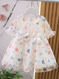 YK Flutter Sleeve Fit & Flare Dress