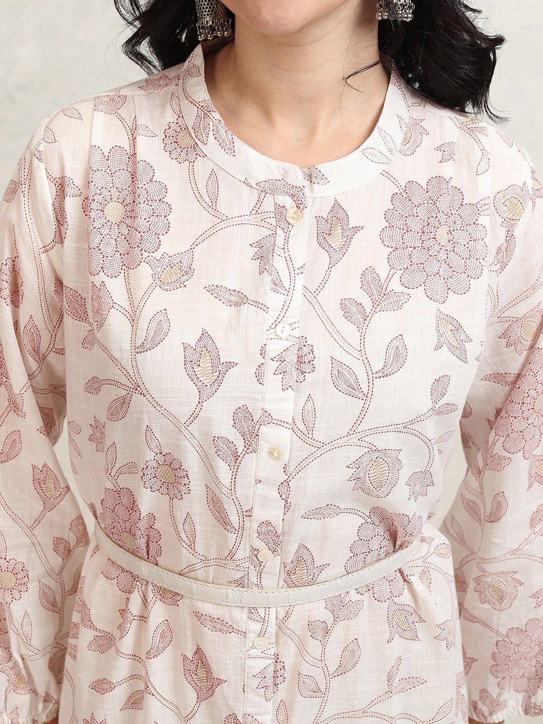 Vishudh Floral Print A-Line Midi Dress