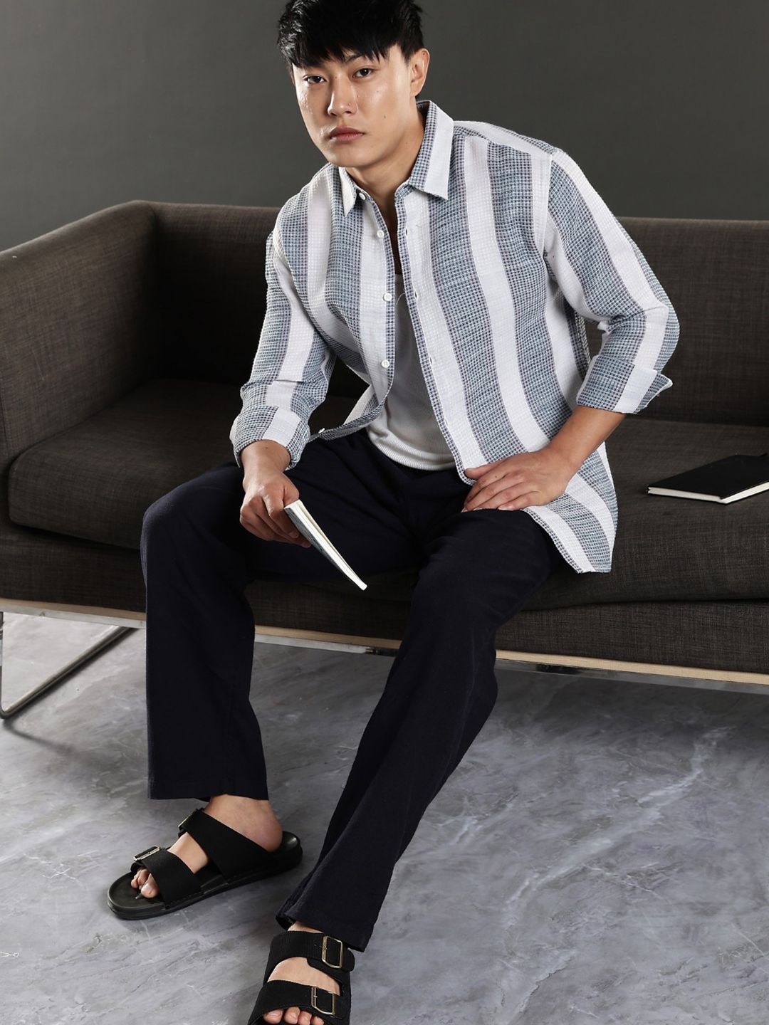 Eszett Checked Button-Down Collar Casual Cotton Shirt
