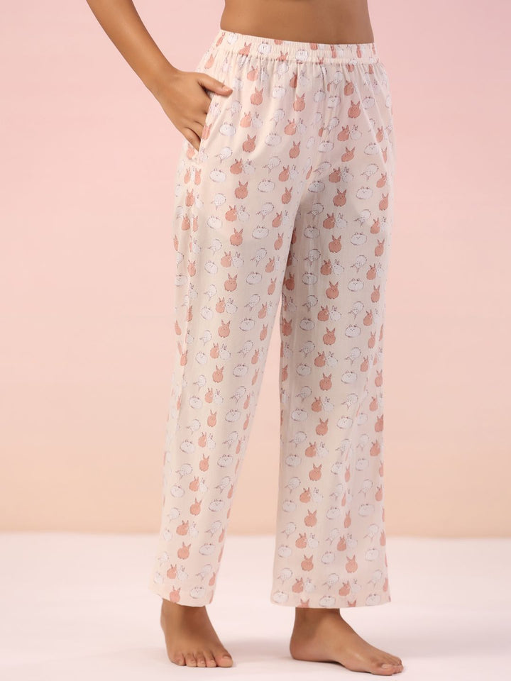 SANSKRUTIHOMES Women Printed V-Neck Pure Cotton Night Suit