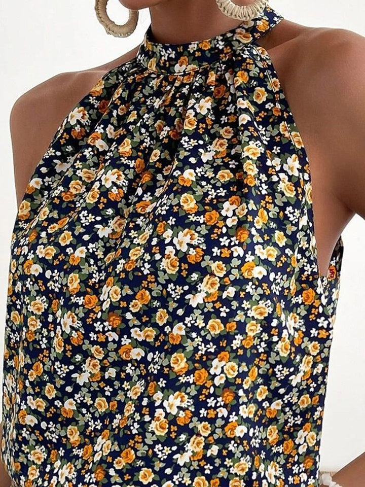 DressBerry Women Floral Print Halter Neck Sleeveless Top