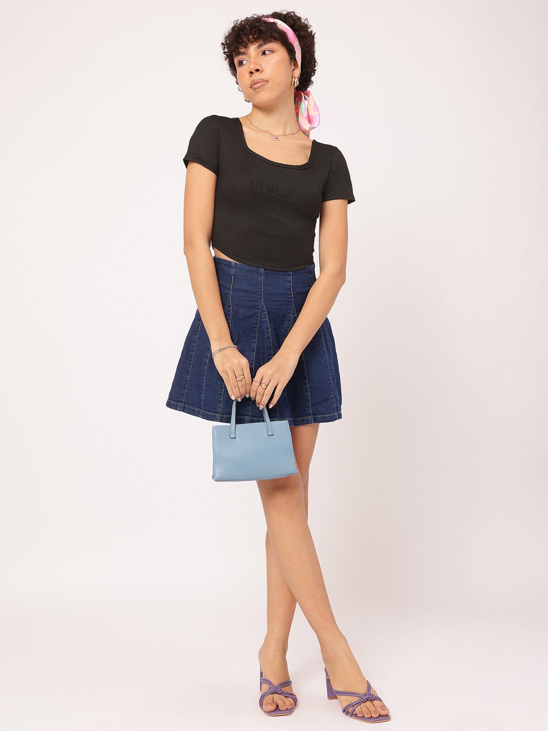 DressBerry Fusion Fits Embroidered Ribbed Crop Top