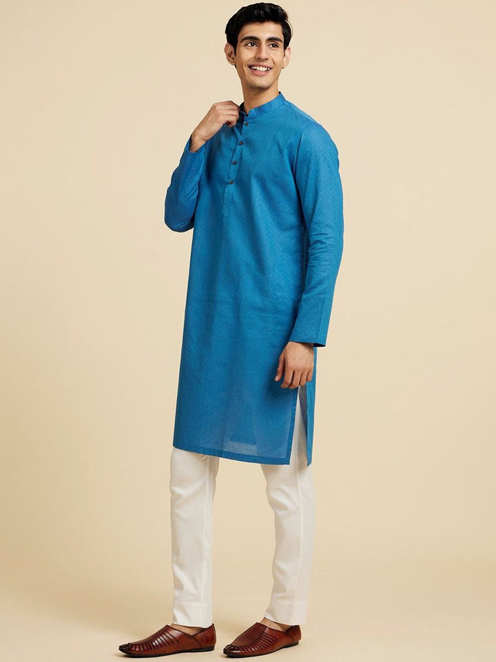 Diwas by Manyavar Woven Design Mandarin Collar Straight Kurta