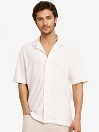 RARE RABBIT Men Comfort Cuban Collar Solid Cotton Boxy Casual Shirt