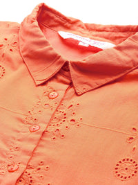 all about you Schiffli Pure Cotton A-Line Dress with Belt