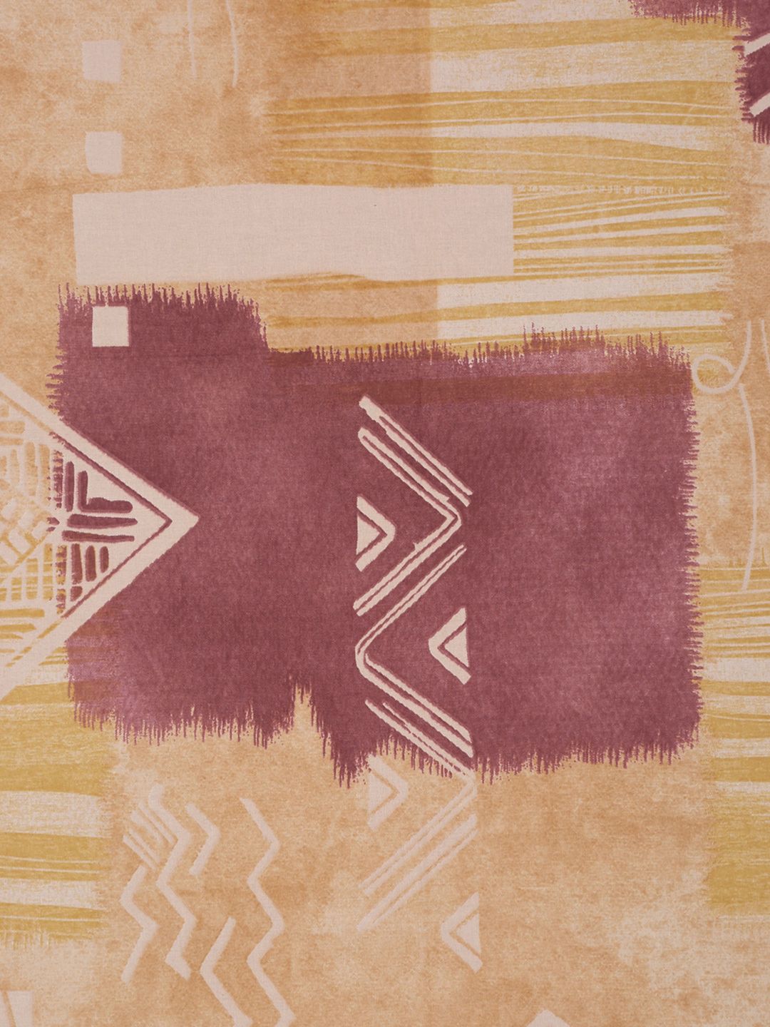 KLOTTHE Yellow & Brown Printed Pure Cotton 400 TC Fitted Single Bedsheet With Pillow Cover
