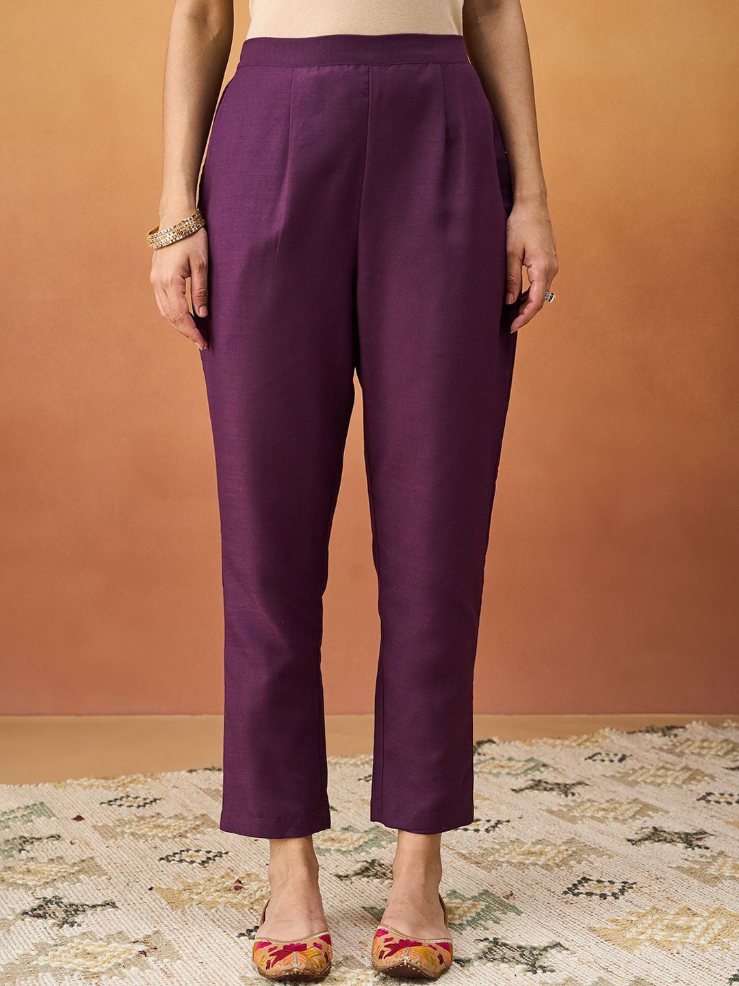 KALINI Ethnic Motifs Embroidered Straight Kurta With Trousers & Dupatta