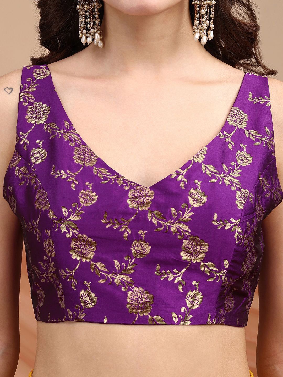 Tikhi Imli Woven Design Brocade Saree Blouse