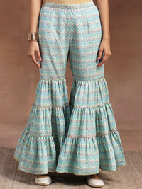 Libas Geometric Printed Sequinned Straight Kurta With Sharara & Dupatta