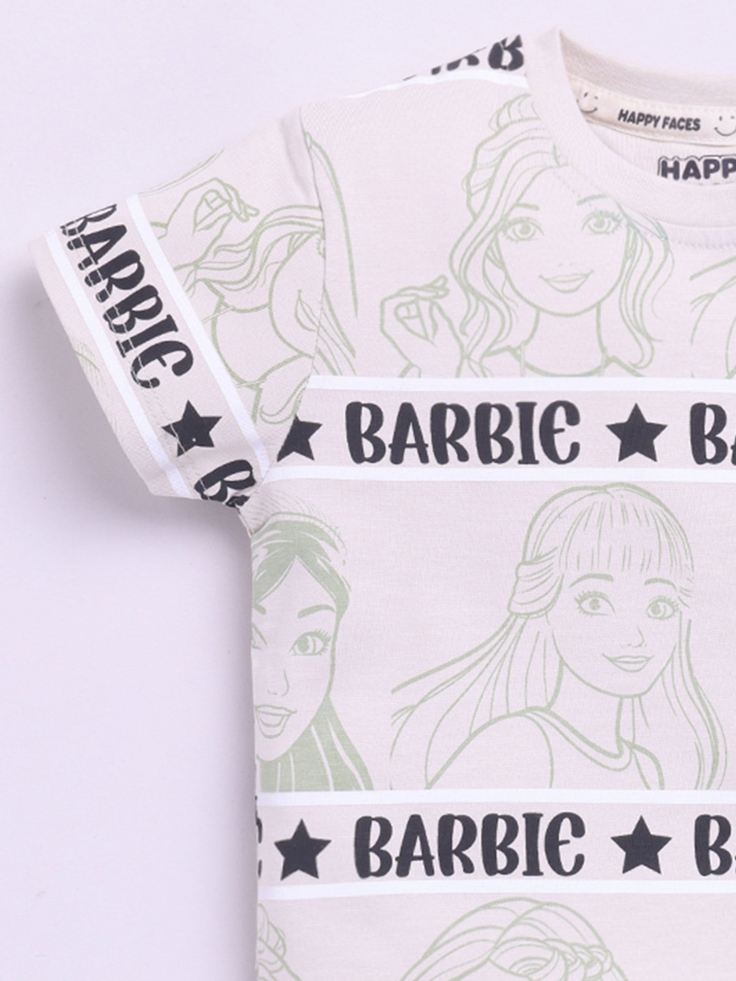 Happy Faces Girls Barbie Printed Pure Cotton T-shirt