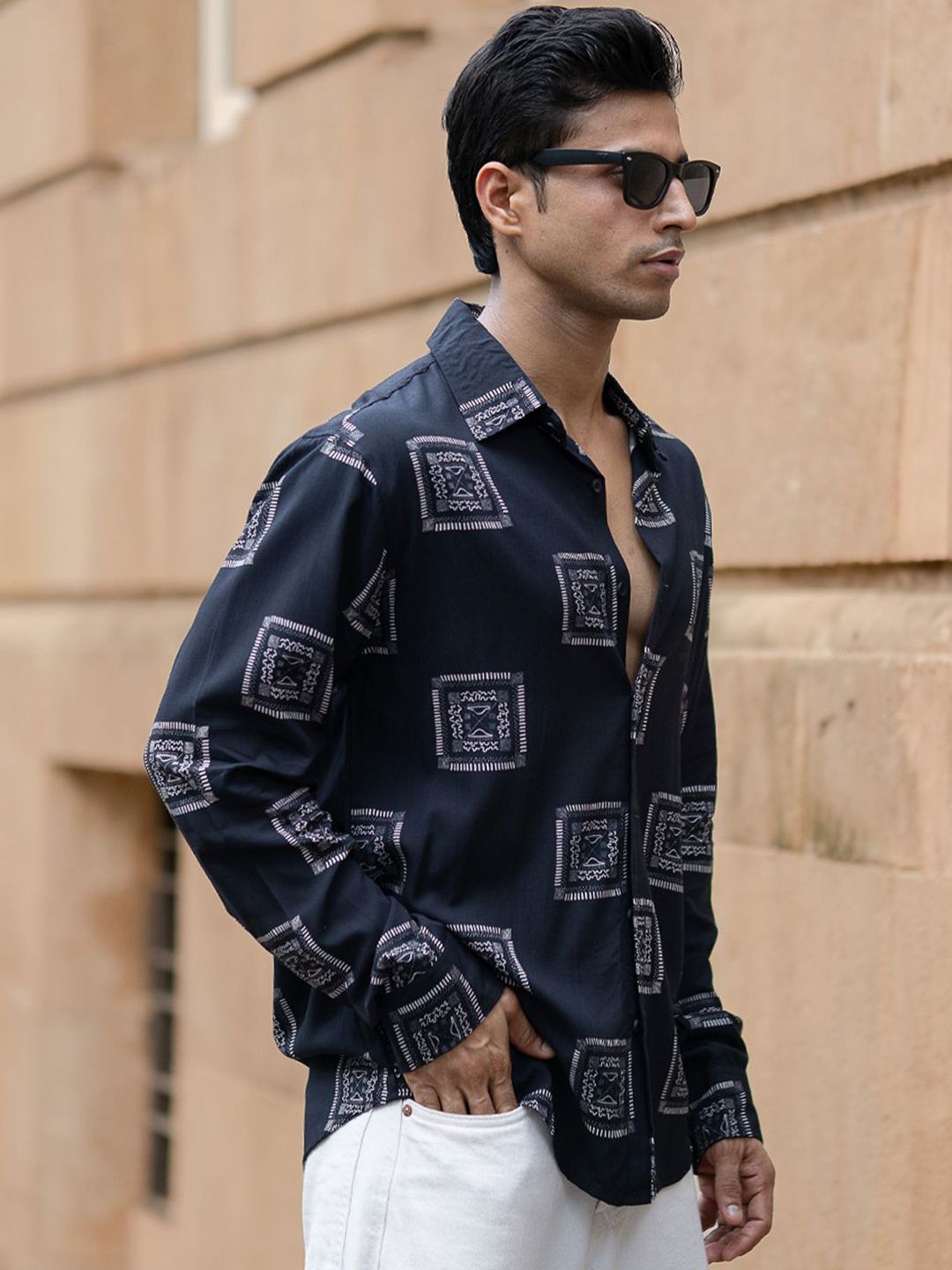 Powerlook Geometric Printed Long Sleeves Shirt