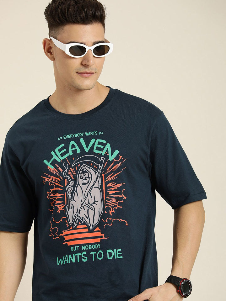 Difference of Opinion Men Graphic Printed Oversized Pure Cotton T-shirt