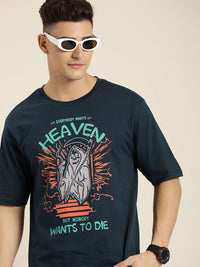 Difference of Opinion Men Graphic Printed Oversized Pure Cotton T-shirt