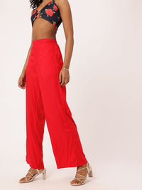 DressBerry Women Crimson Craze Wide Leg Pants