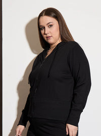 SASSAFRAS Curve Women Solid Hooded Sweatshirt