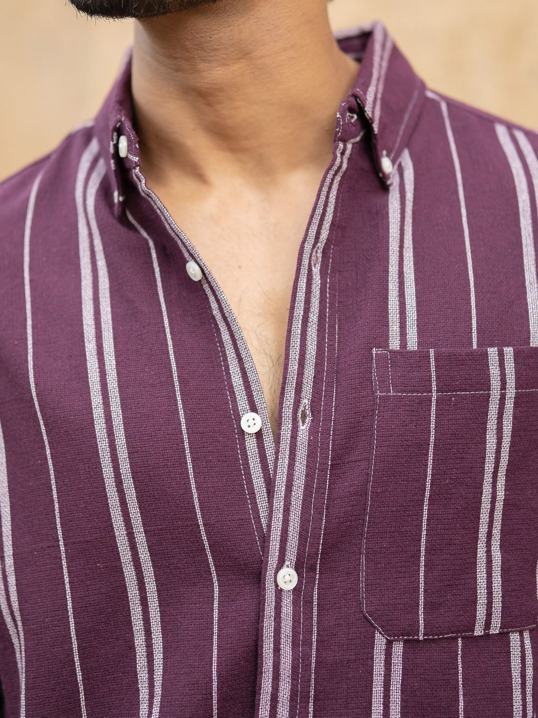 Powerlook Men Striped Spread Collar Cotton Casual Shirt