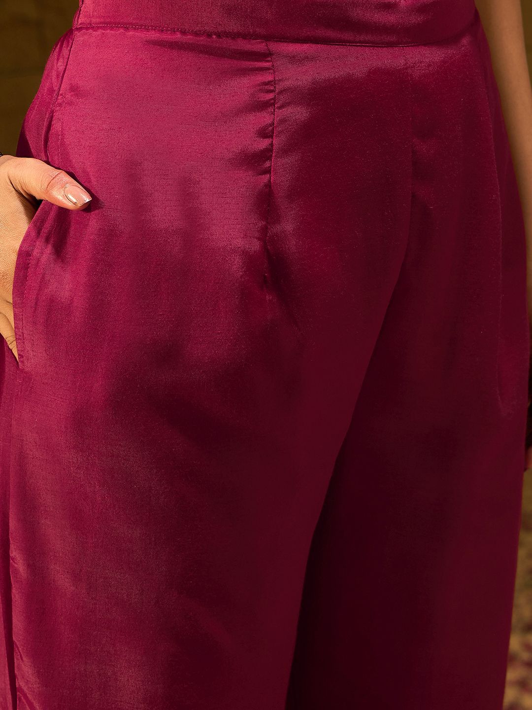 Indo Era Floral Embroidered Jacquard Straight Kurta With Trousers & Dupatta