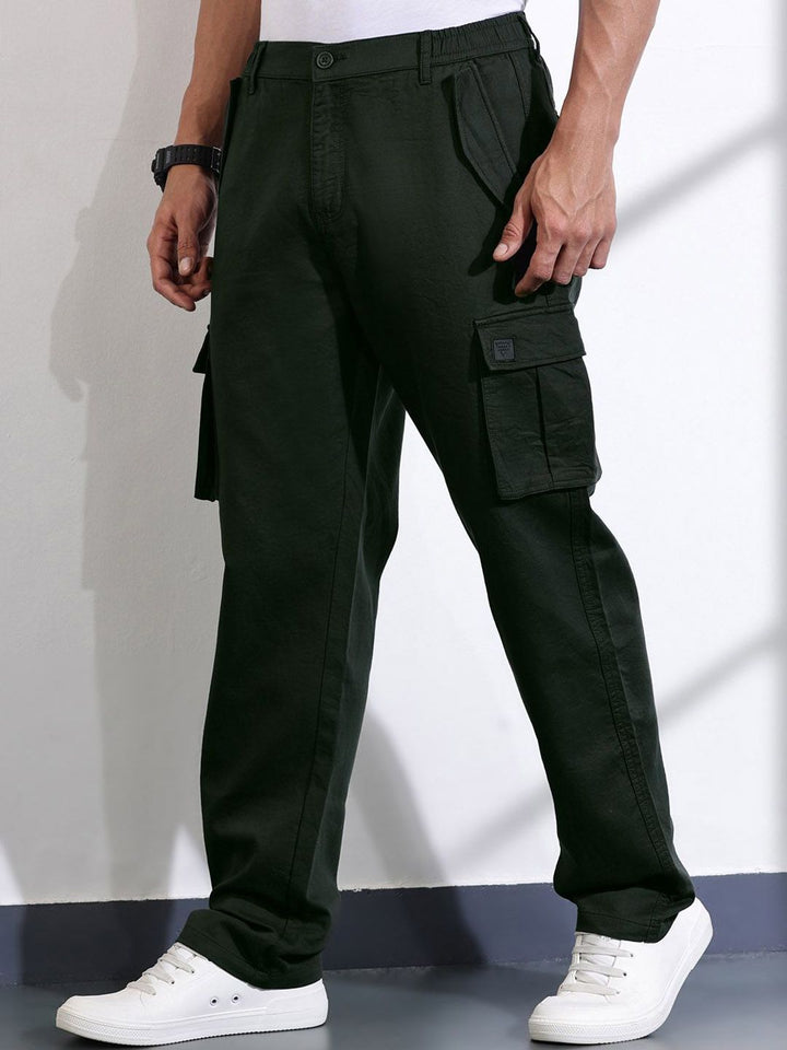Thomas Scott Men Cotton Mid-Rise Smart Cargos Trousers