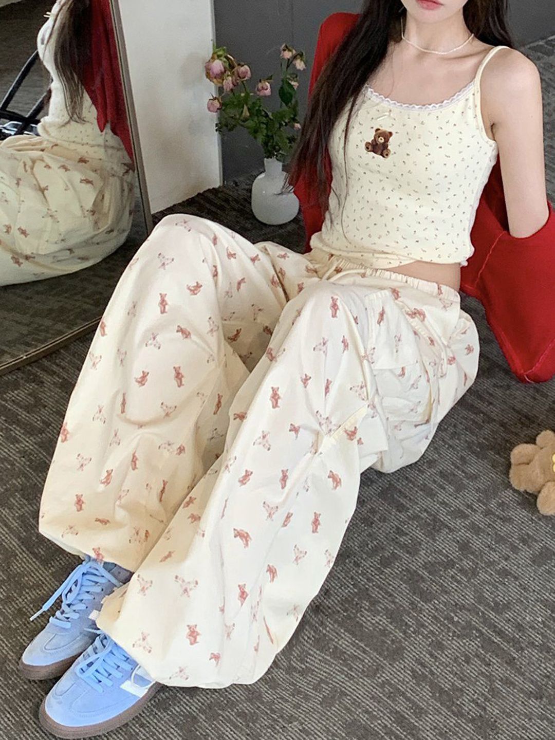 DressBerry Women Printed High-Rise Loose Fit Wide Leg Trousers