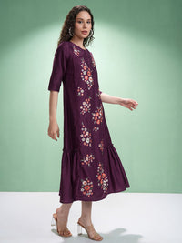 Vishudh Embroidered A-Line Midi Dress