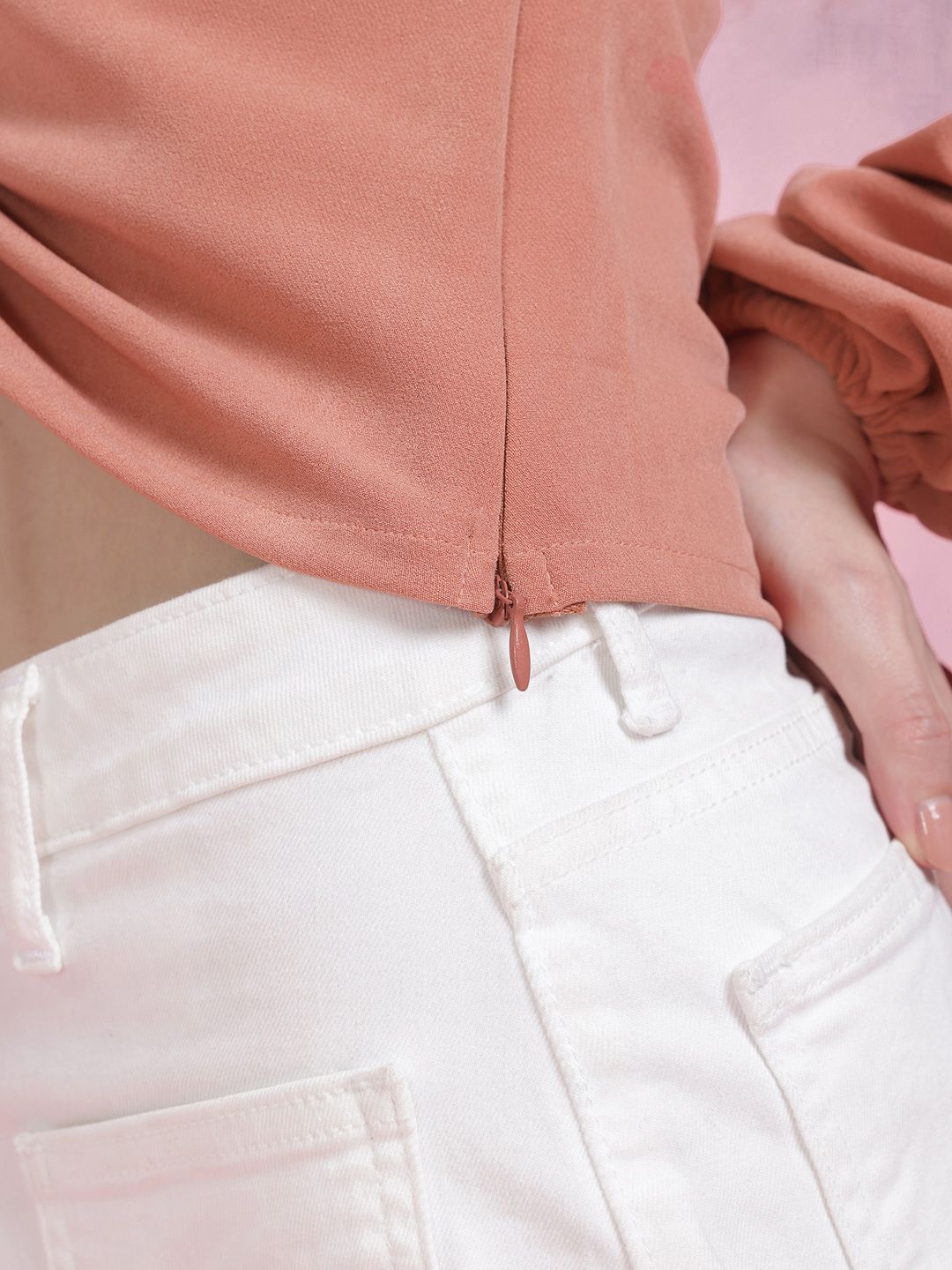 DressBerry Puff Sleeve Ruched Top