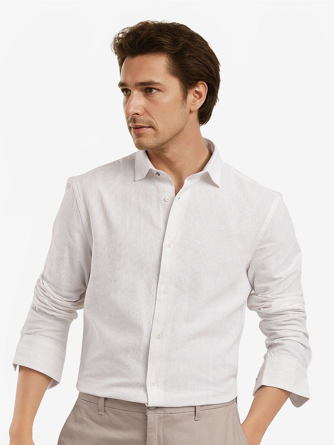 RARE RABBIT Men Comfort Spread Collar Textured Casual Shirt