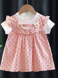 YK Polka Dot Print Flutter Sleeve Fit & Flare Dress