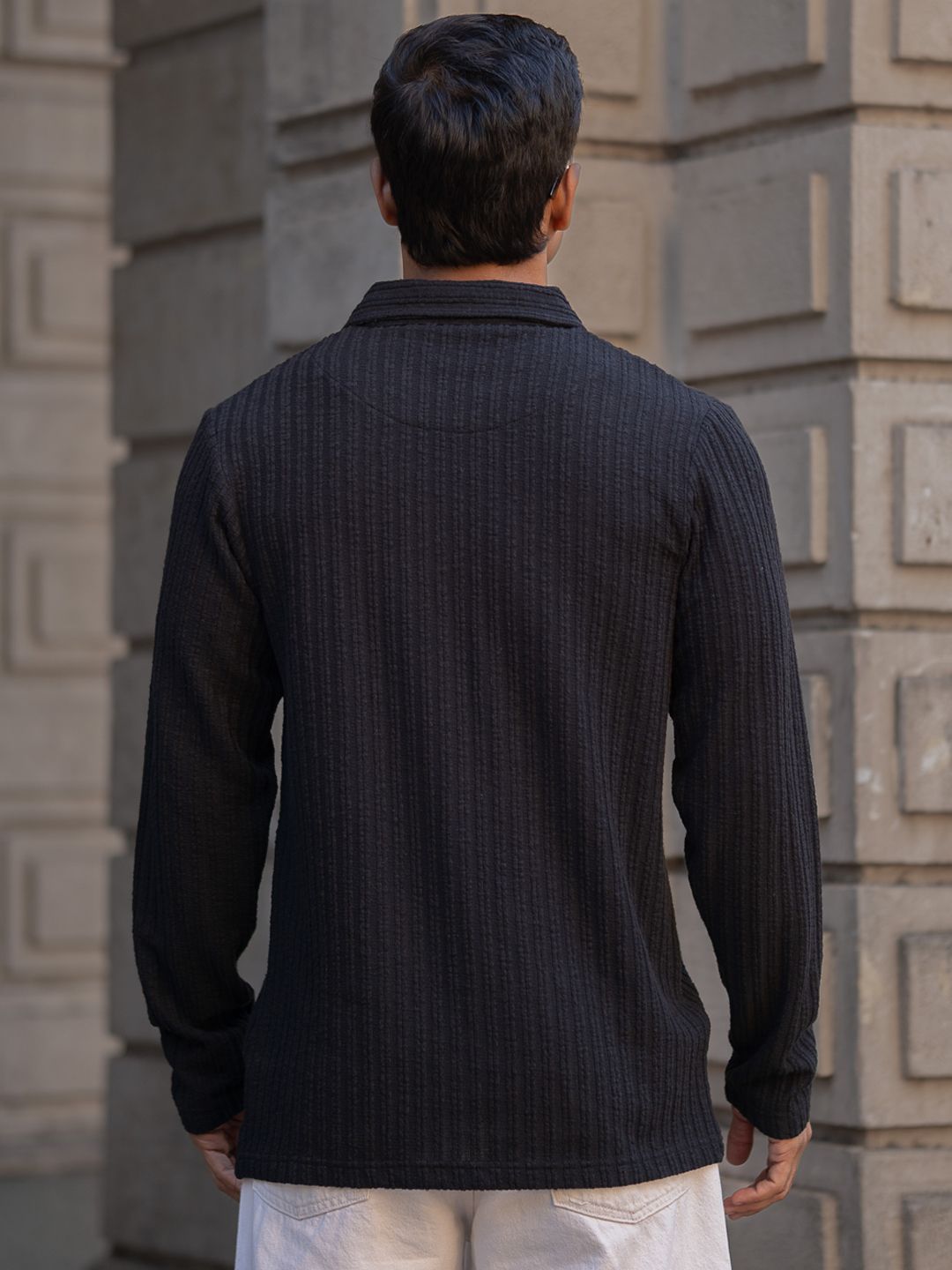 Powerlook Men Self Design Polo Collar T-shirt