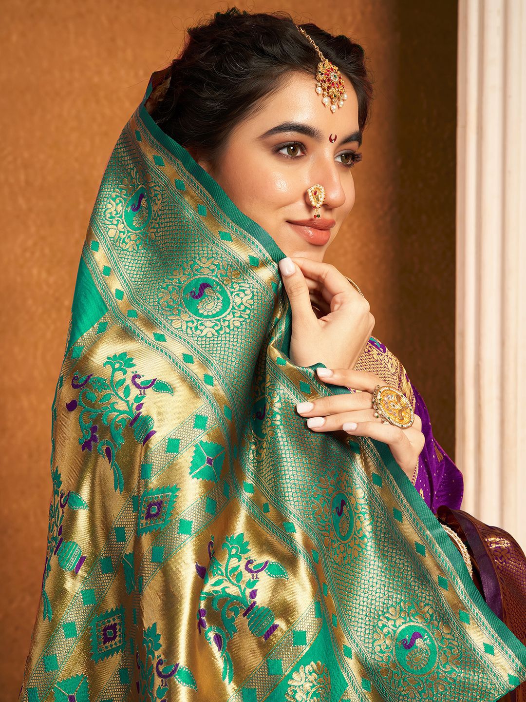 KALINI Woven Design Zari Paithani Saree