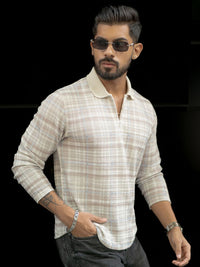 Powerlook Men Checked Polo Collar T-shirt