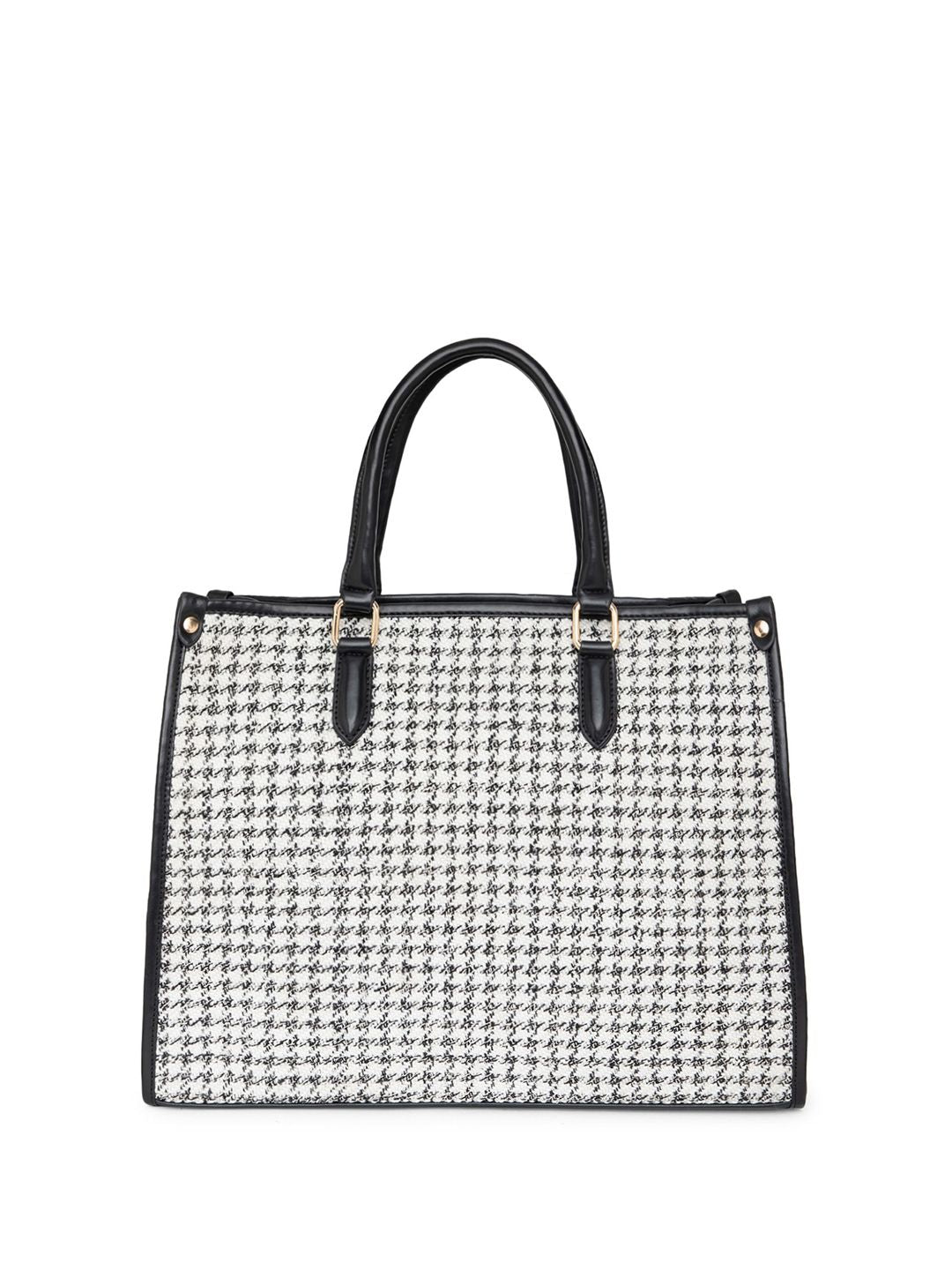 Berrylush Checked Structured Tote Bag with