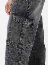 Urbano Fashion Men's Grey Loose Fit Cargo Jeans With 6 Pockets Non-Stretchable