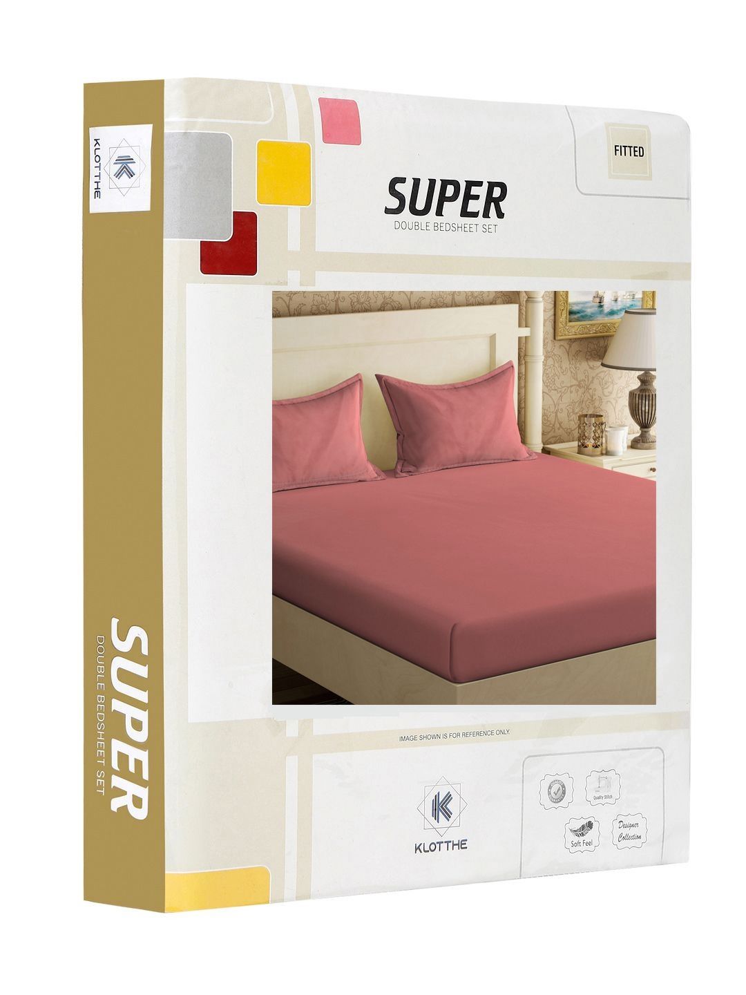 KLOTTHE Rust Solid Cotton 300 TC Fitted King Cadar Tempat Tidur Halus dengan 2 Sarung Bantal-250 x 225 cm