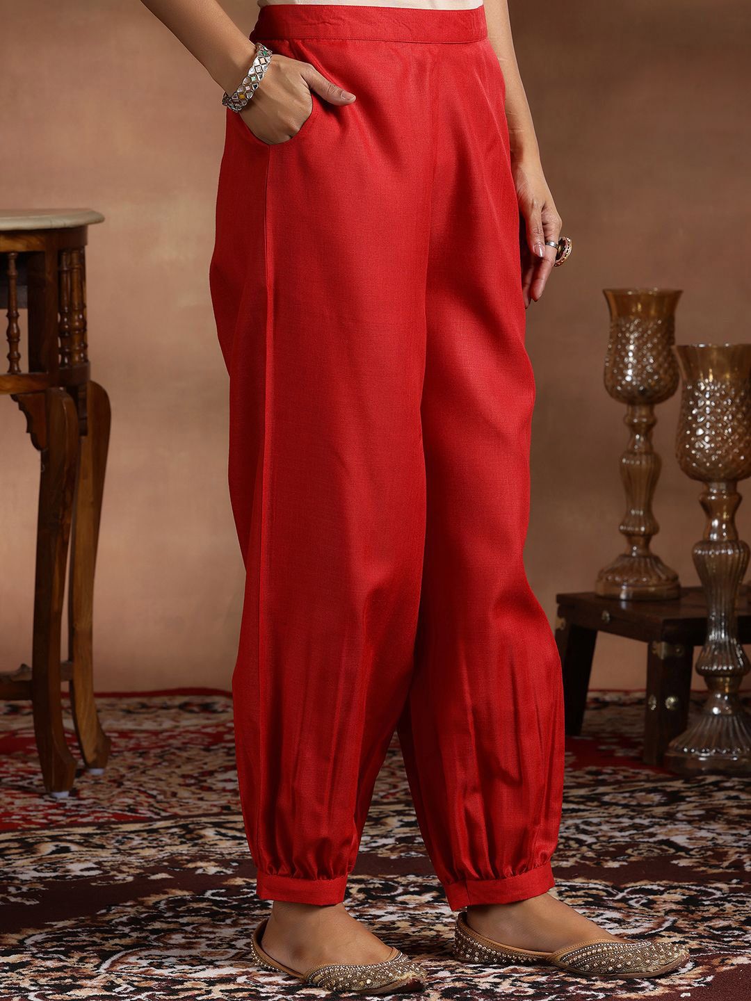 Libas Zari V-Neck Straight Kurta With Salwar & Dupatta