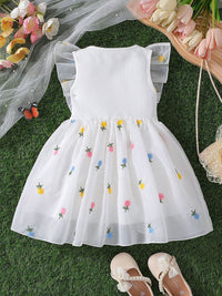 YK Girl Floral Print Flutter Sleeve Fit & Flare Dress