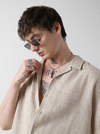 VASTRADO Men Classic Cuban Collar Solid Cotton Oversized Casual Shirt