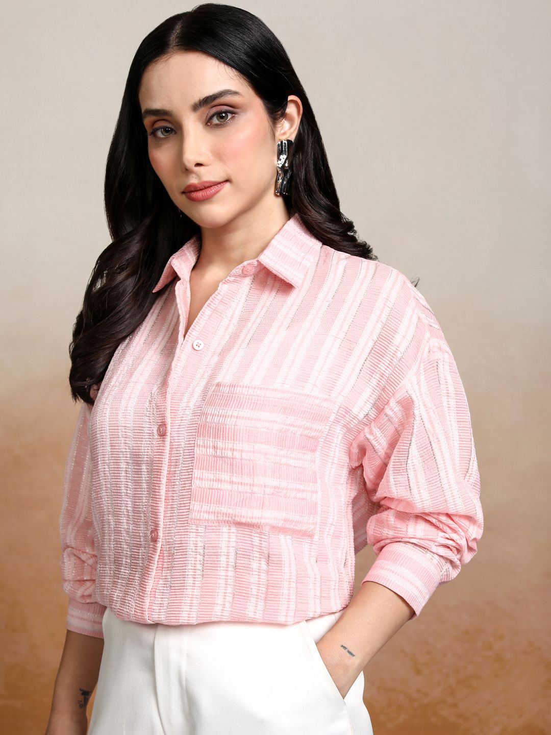 Tokyo Talkies Women Opaque Striped Casual Shirt