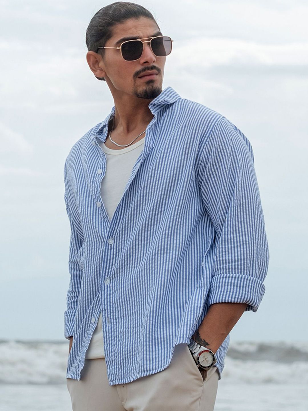 Powerlook Men Micro Checks Opaque Checked Casual Shirt