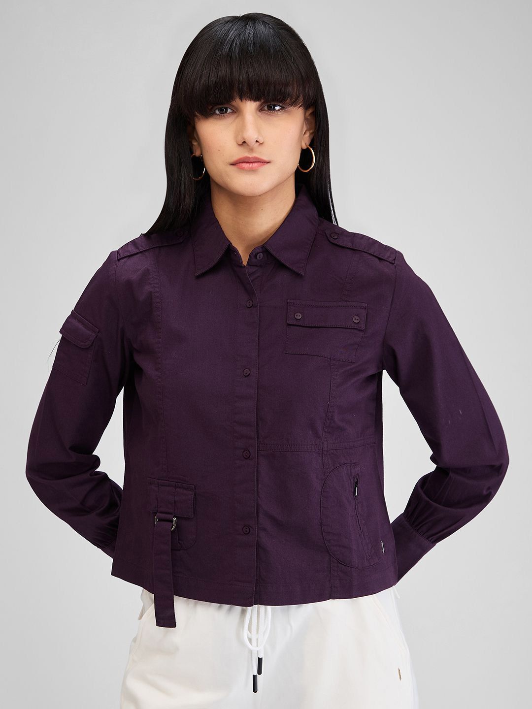 SPYKAR Women Spread Collar Solid Pure Cotton Casual Shirt