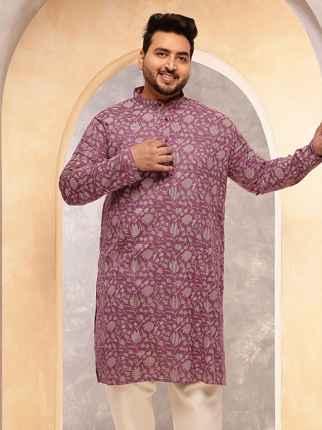 SOJANYA PLUS Men Floral Printed Floral Kurta