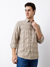 SPYKAR Men Spread Collar Textured Cotton Casual Shirt