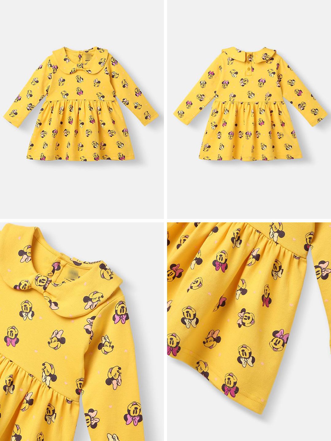 NautiNati Disney Infants Cotton Minnie Mouse Printed Dress with Matching Headband